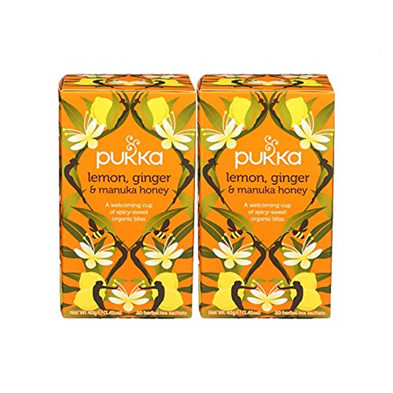 Herbal Teas Tea – Organic – Lemon Ginger and Manuka Honey – 20 Bags – Pack of 2