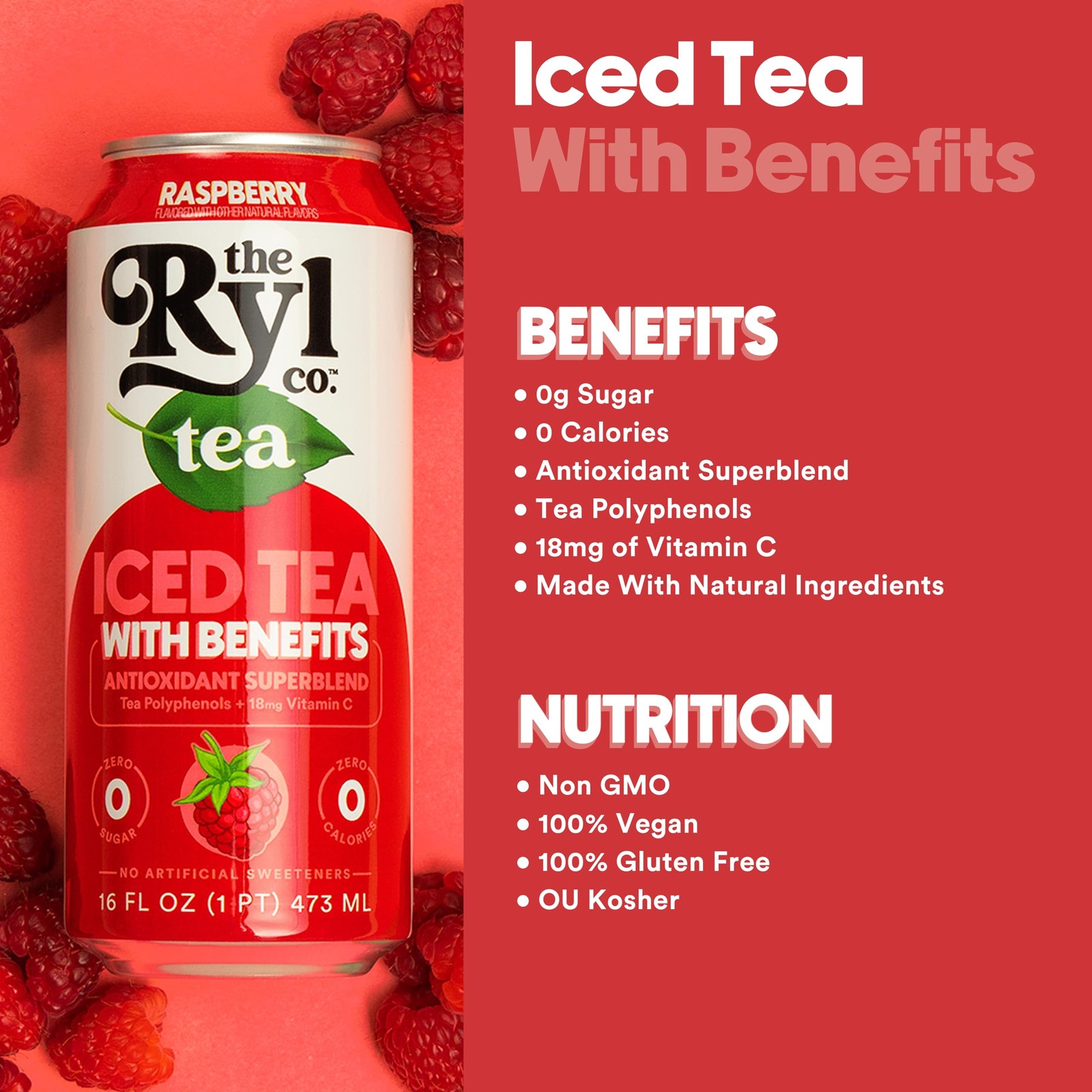 Ryl Iced Tea Variety Pack, Antioxidant Superblend, 16 Fl Oz 12-Pack
