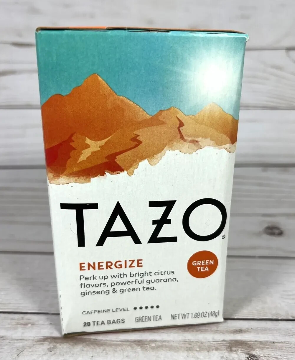 LOT OF 6 Tazo ENERGIZE Green Tea High Caffeine 20 Bags BB:1/06/24. (6X20=120)