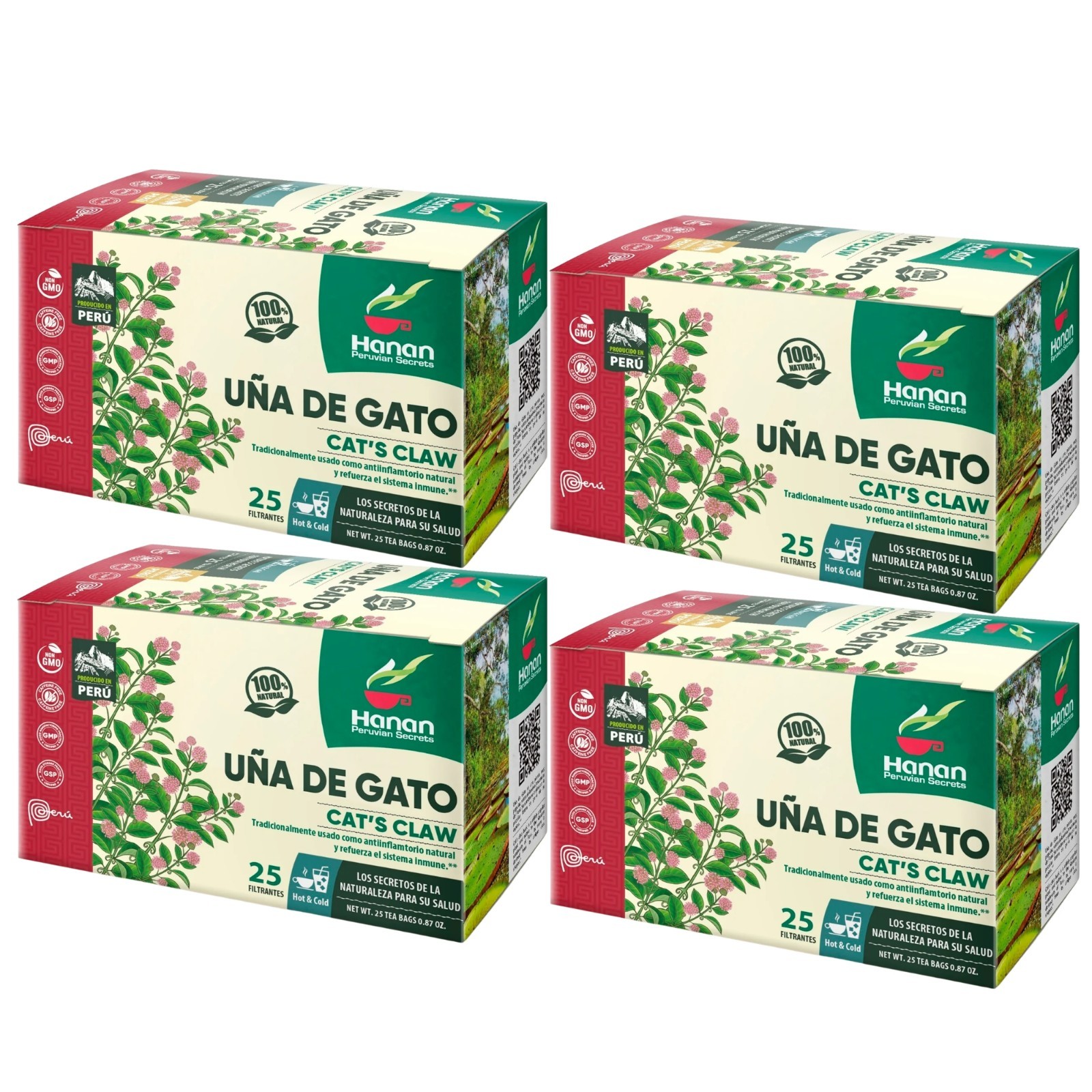 Cat’s Claw Tea 100% All Natural Uña de Gato 100 Herbal Teabags from Peru
