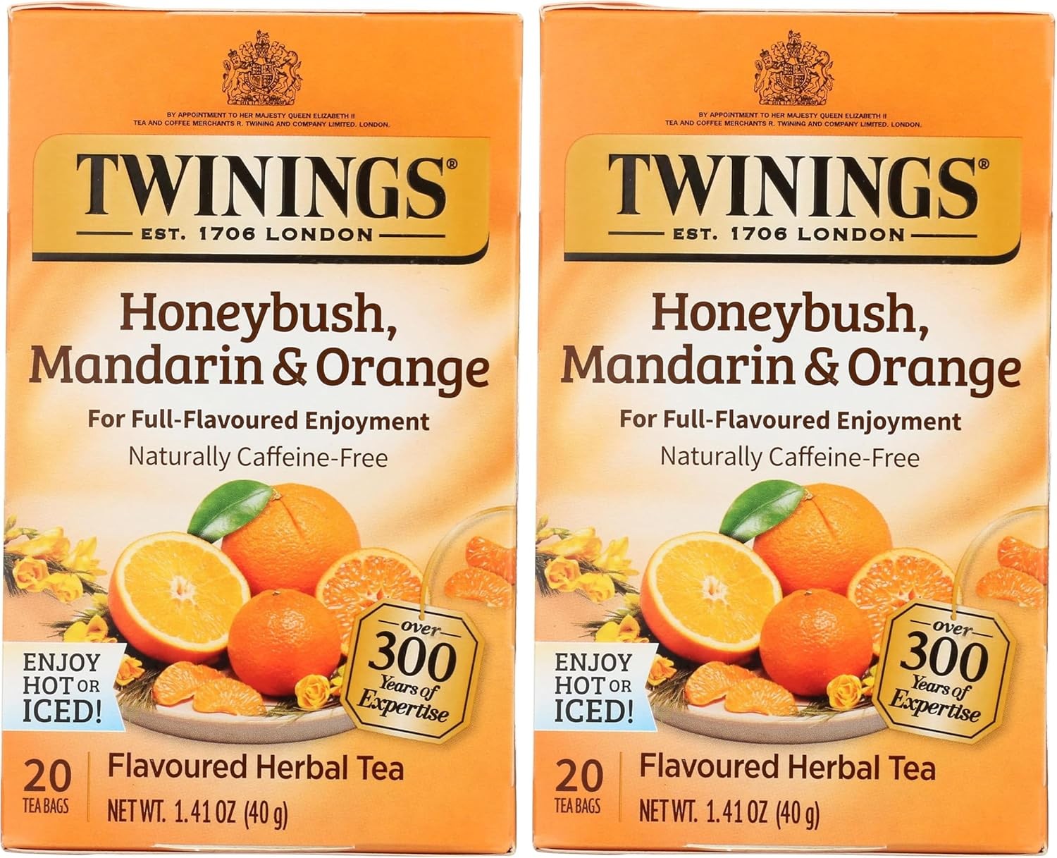Honeybush, Mandarin, & Orange Herbal Tea Individually Wrapped Bags, Naturally