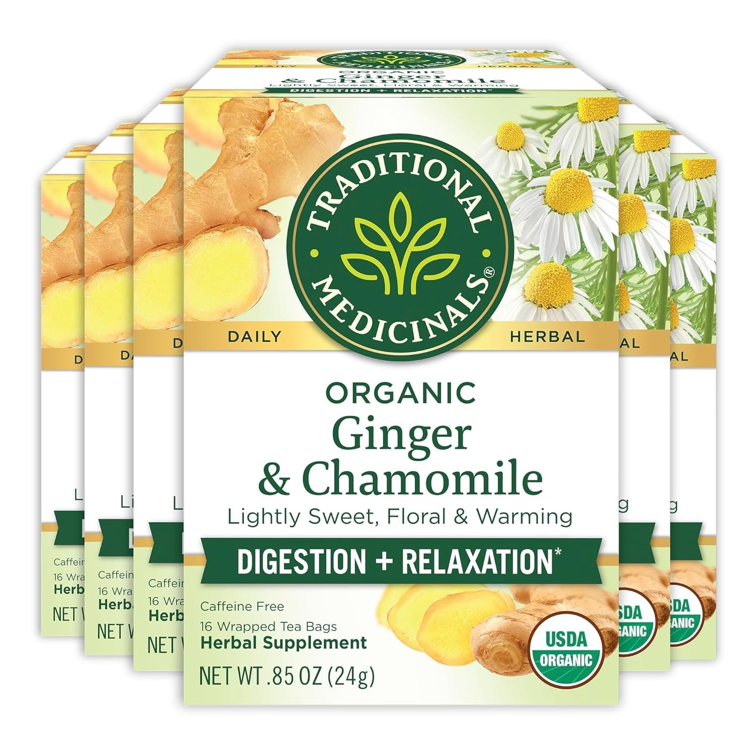 Herbal Healing with Organic Ginger & Chamomile Tea – 6 Pack for Nutrition Lovers