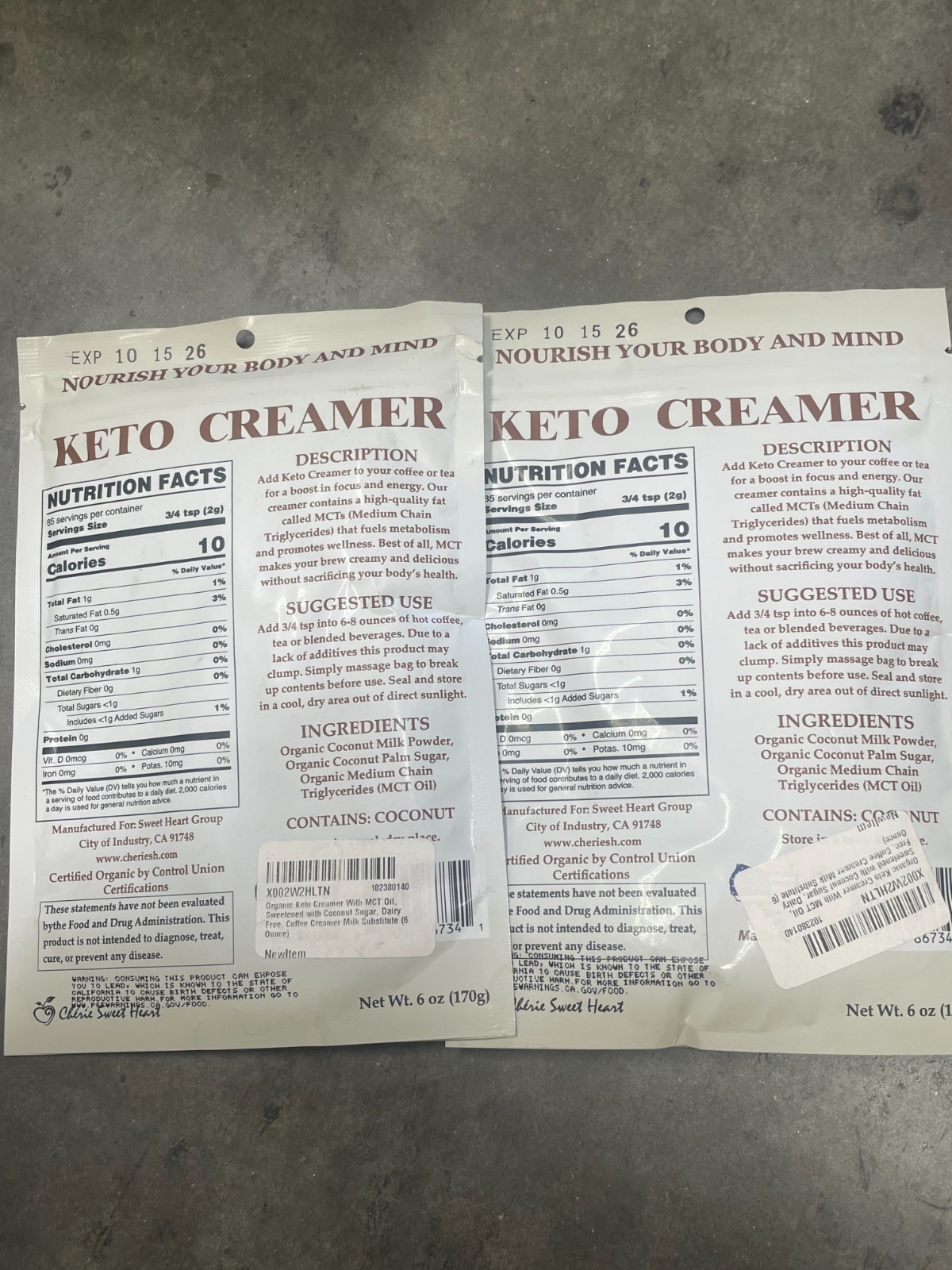 Lot of 9 Cherie Sweet Heart Keto Creamer- 6 oz