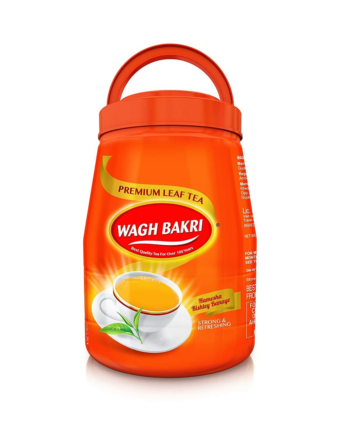 Wagh Bakri Premium Leaf Tea -Loose Leaves Jar-Great Taste From India-1KG -FreeS