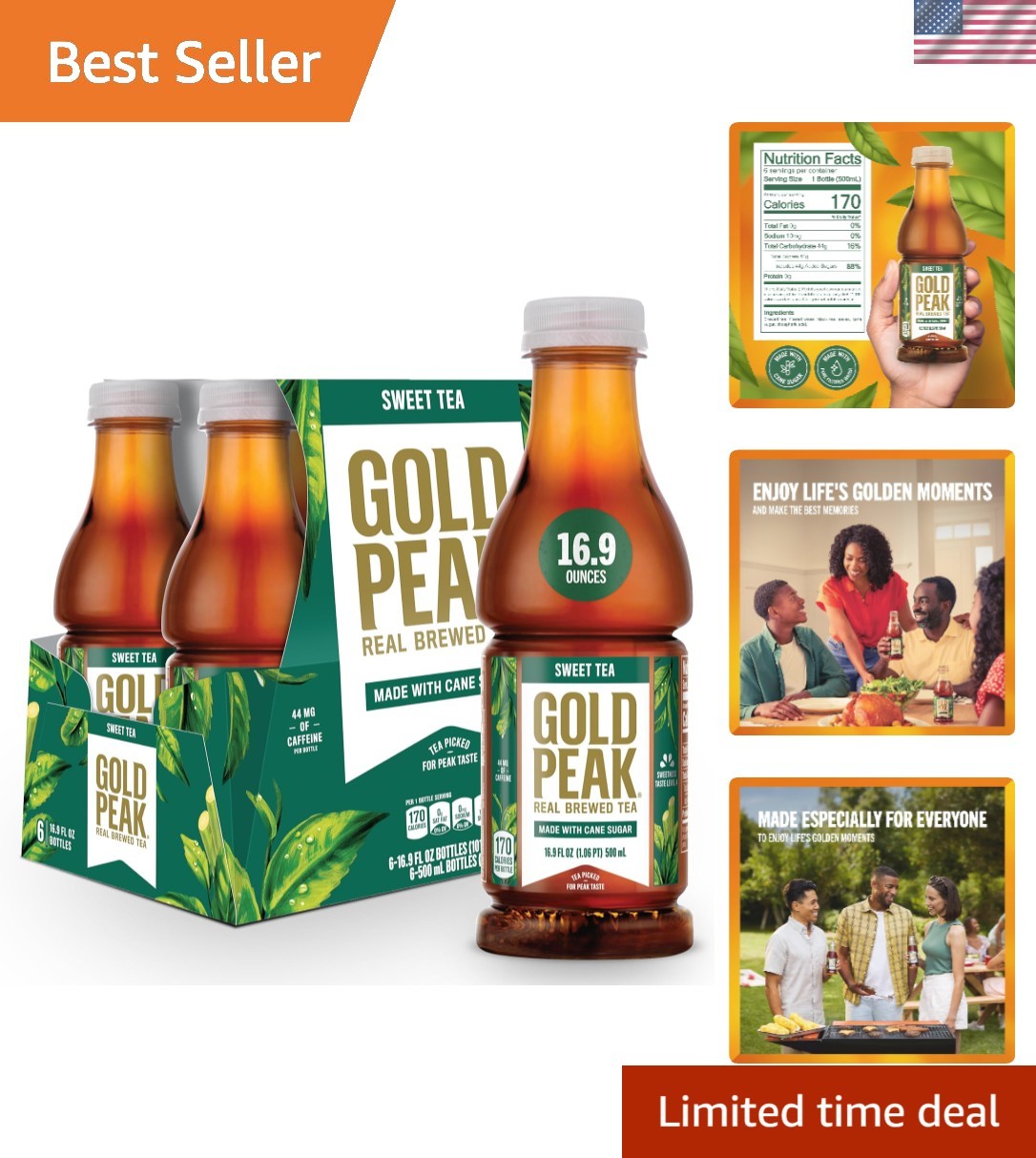 Refreshing Iced Sweet Tea – 6 Pack of 16.9 fl oz Bottles | Cane Sugar Sweetened