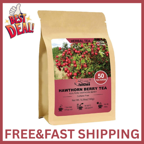 Hawthorn Berry Tea – 50 Teabags, Non-GMO, Caffeine-Free, Aids Digestion,
