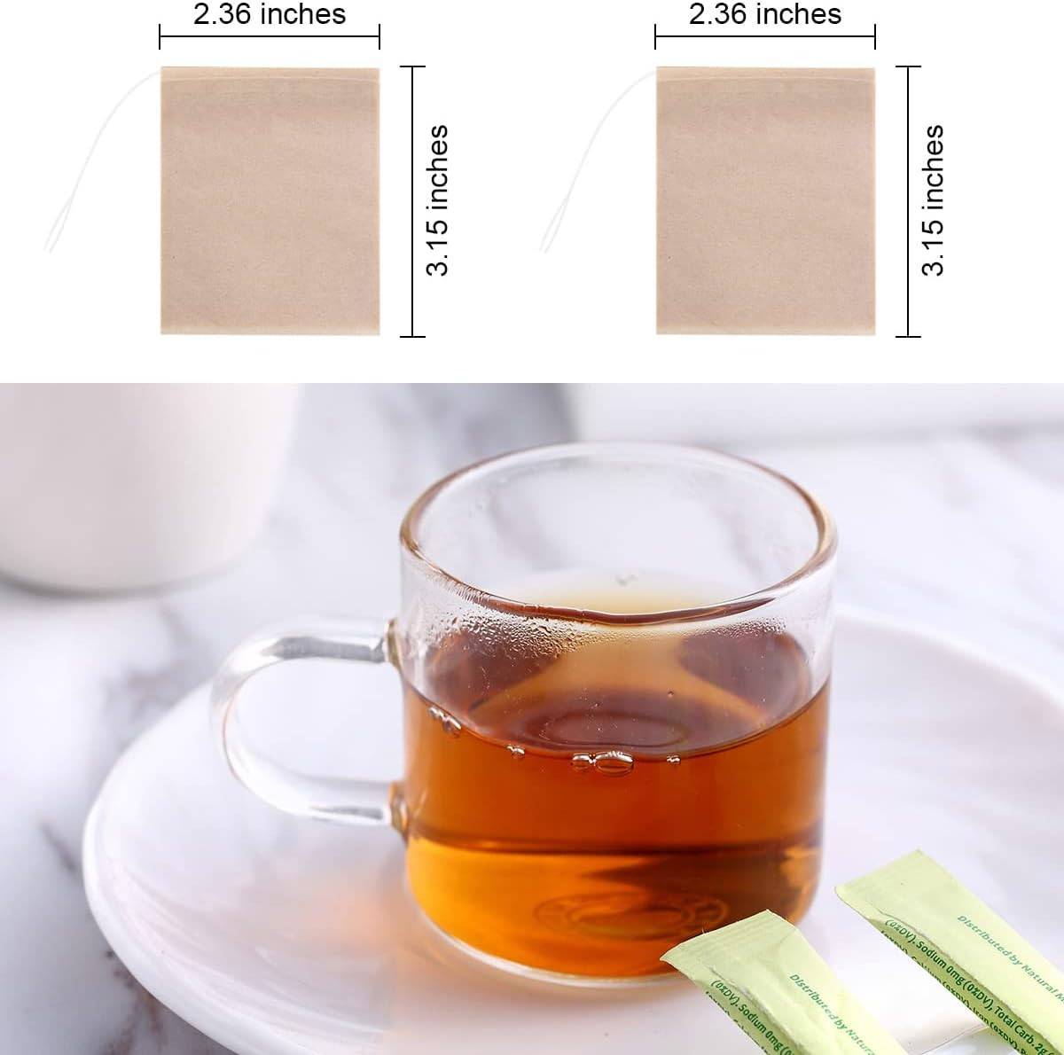 400 Pack Disposable Drawstring Tea Filter Bags Safe & Natural Unbleached Paper T