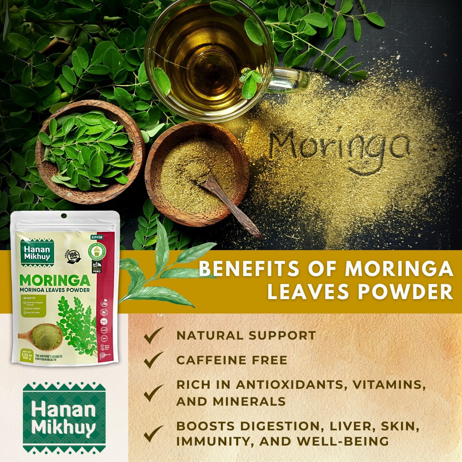 Moringa 100% Natural Moringa Leaf Powder – Healthy Skin & Overall Vitality -Peru