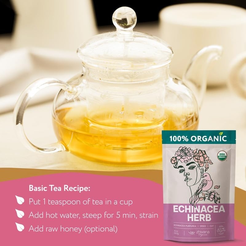 Caffeine-Free Organic Echinacea Loose Leaf Tea 4oz – Perfect for Immune Health