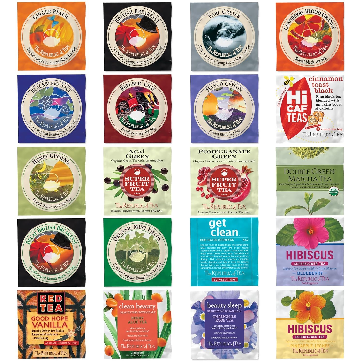 The Republic of Tea – Premium Assortment of Teas & Herbs, 40 Individually Wrappe