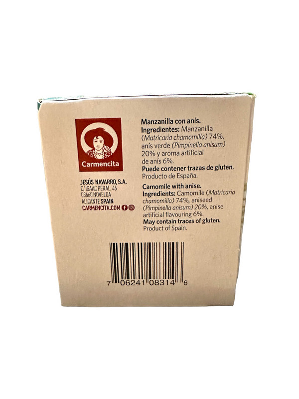 Carmencita Chamomile & Anis Tea, Manzanilla con Anis 3 boxes 20 tea bags each