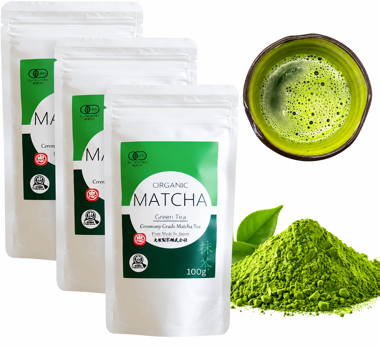 Otsuka Green Tea – Organic Ceremonial Grade Matcha Powder Set 100g×3