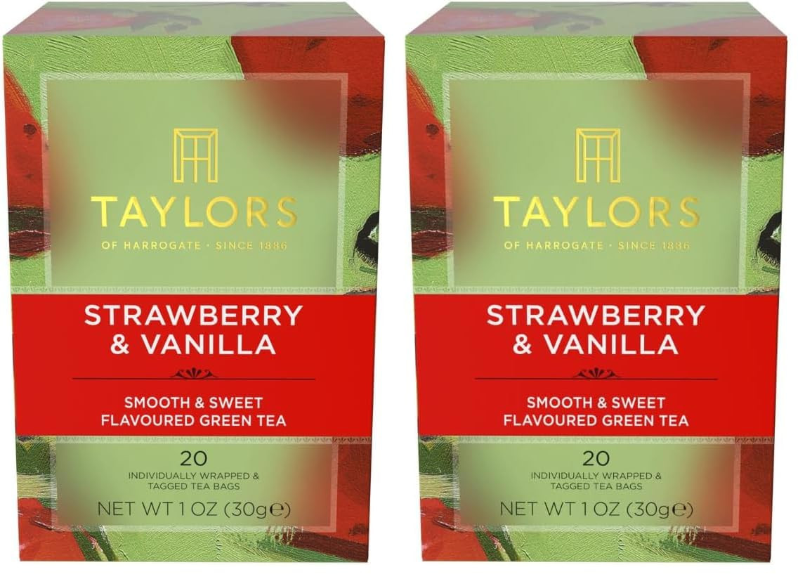 Strawberry & Vanilla, Green Tea, Individually Wrapped Bags, 20 Count (Pack of 6)