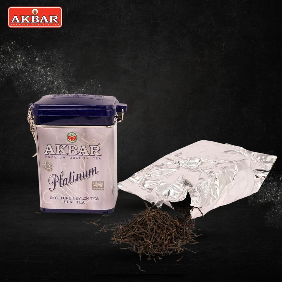 Akbar Platinum Black Tea 90g Collector’s Tin OP1 Grade Ceylon Loose Leaf Tea