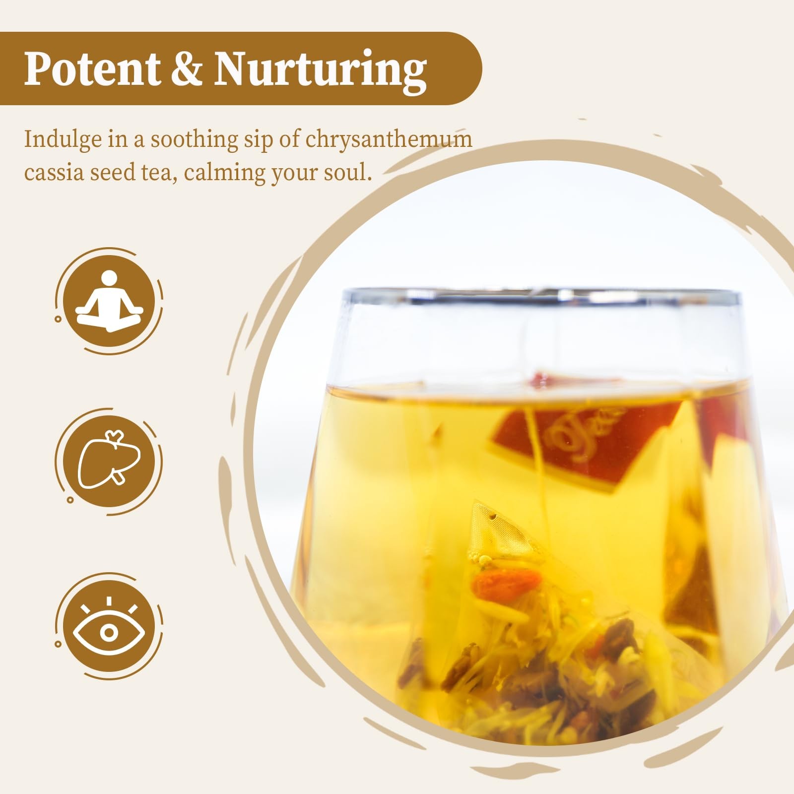 FullChea – Chrysanthemum Cassia Seed Tea, 30 Teabags, 5g/bag – Burdock Root, Goj