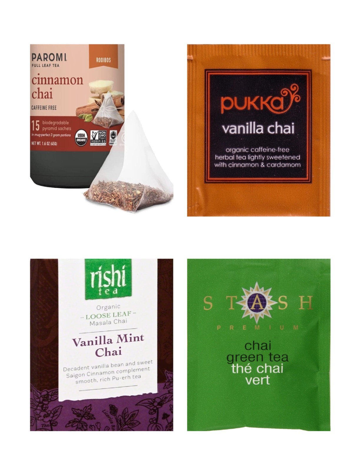 Flavored Chai Tea Bag Sampler Variety Pack – 24 Single-Serve Varieties