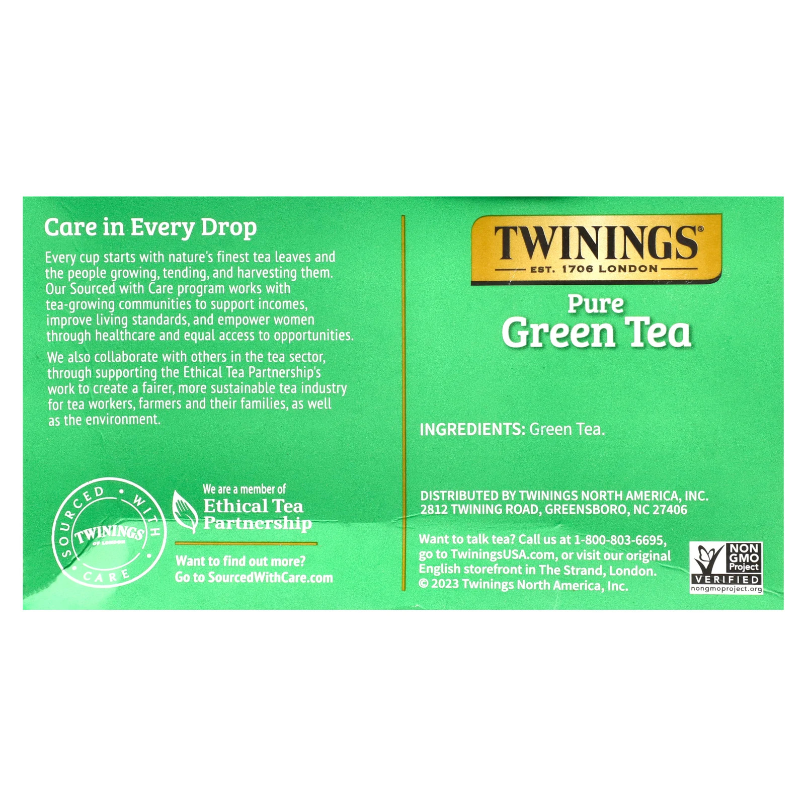 Pure Green Tea, 50 Tea Bags, 3.53 oz (100 g)