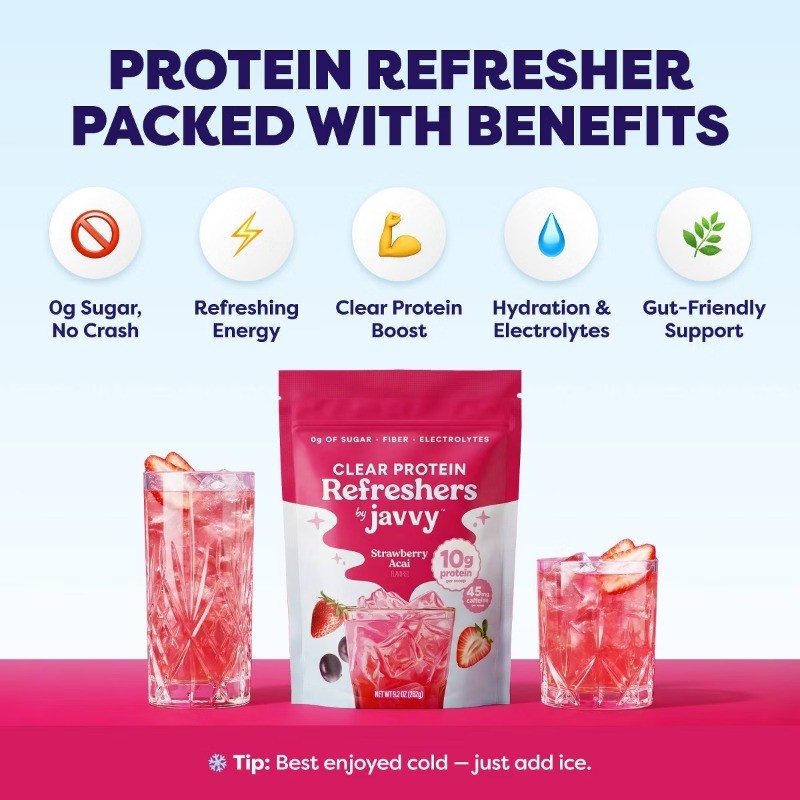 Strawberry Acai Clear Protein Refreshers – 9.2oz