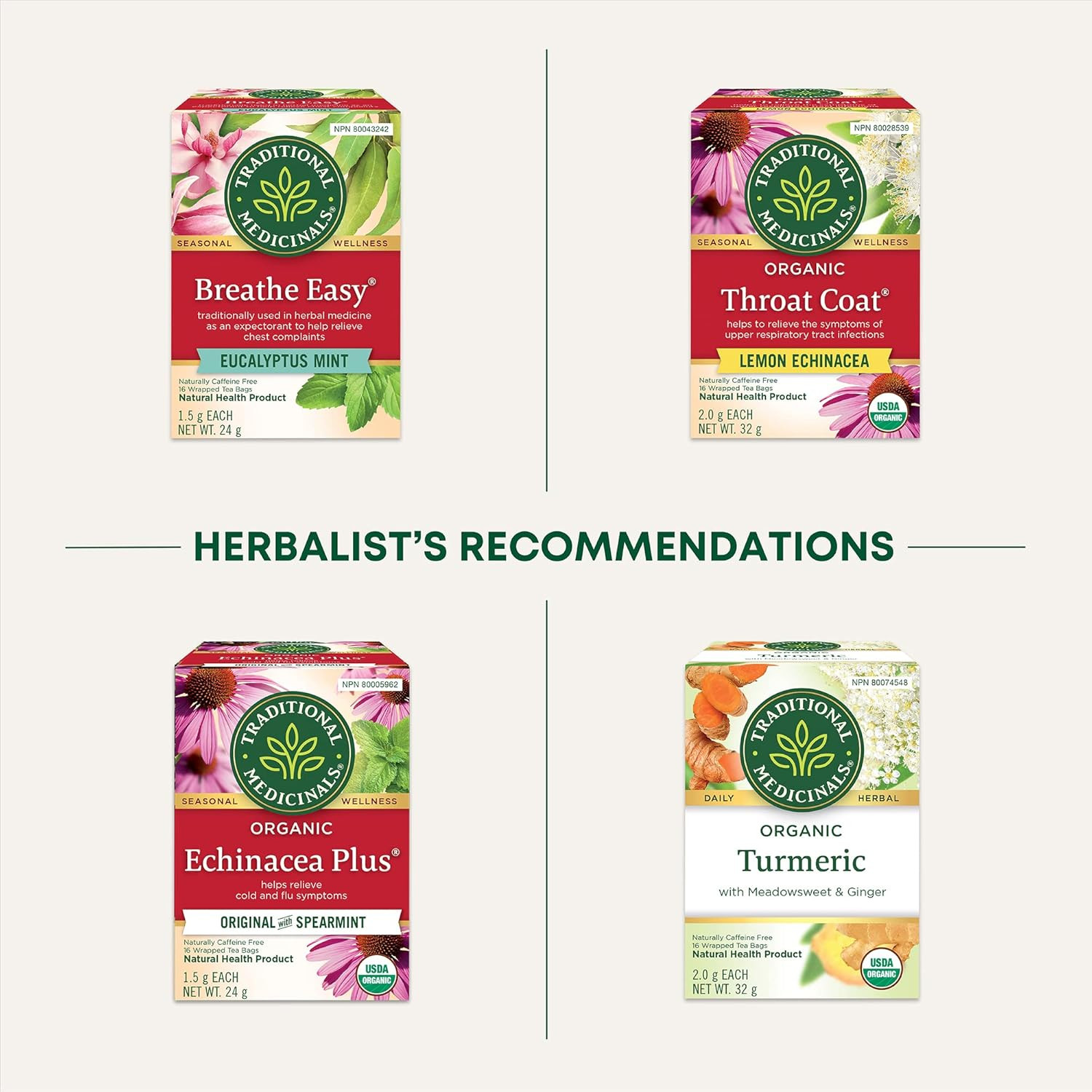 Traditional Medicinals Organic Echinacea Elderberry Tea Immune Support 96 Bags