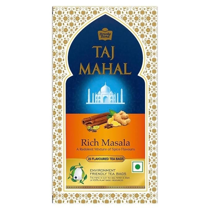 Taj Mahal Rich masala chai Tea Bags, 25 Pieces, Green Tea, 100 Gram