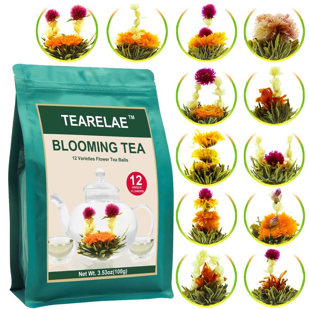 Artisan Blooming Tea Flowers – 12 Individually Wrapped Green Tea Bouquets