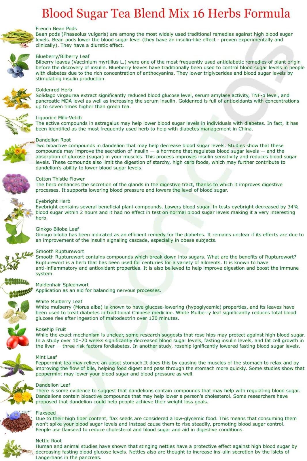 Best DIABETIC TEA Mix 100g – 16 Natural Herbs Recipe Regulate Lower Blood Sugar
