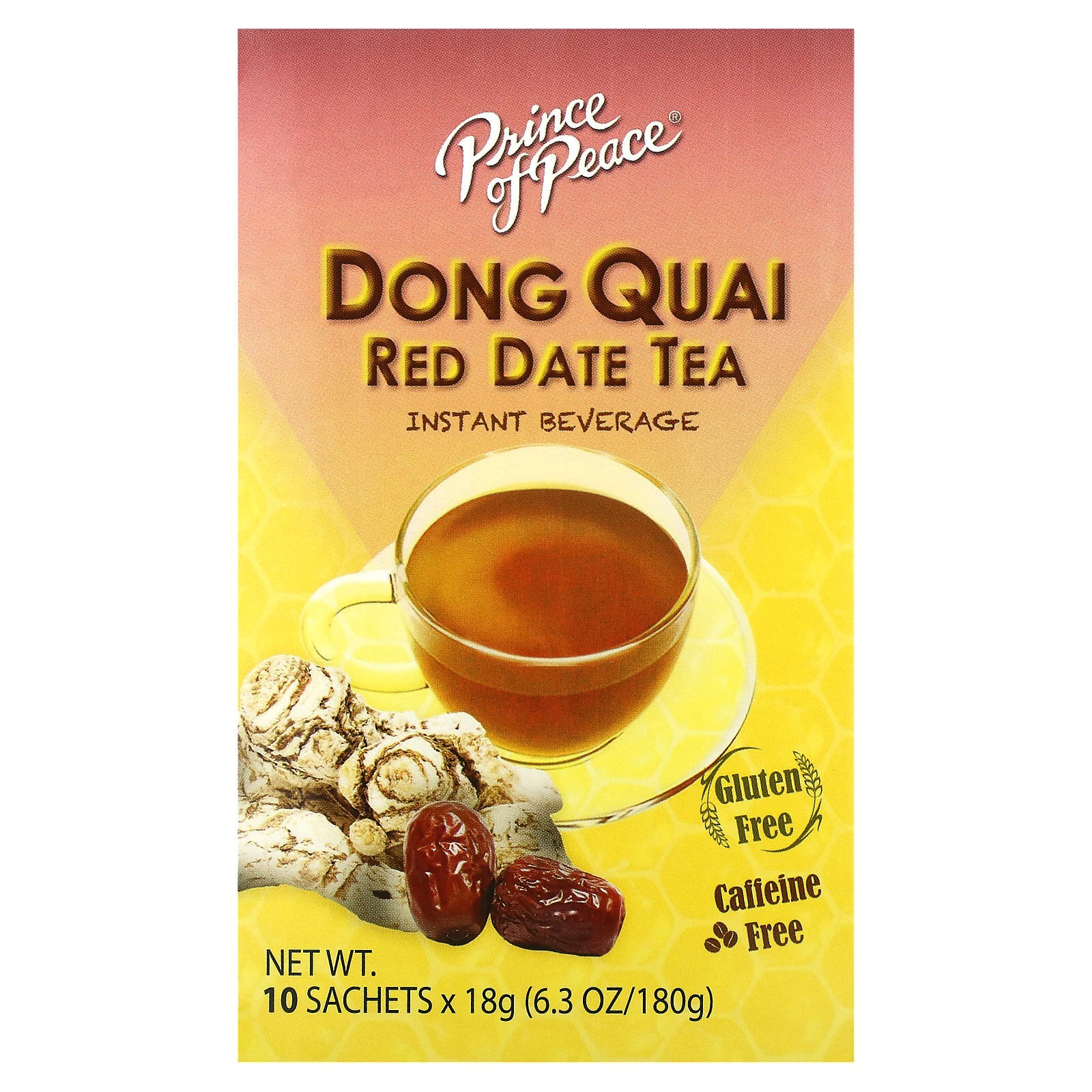 Instant Beverage, Dong Quai Red Date Tea, Caffeine Free, 10 Sachets, 6.3 oz (180