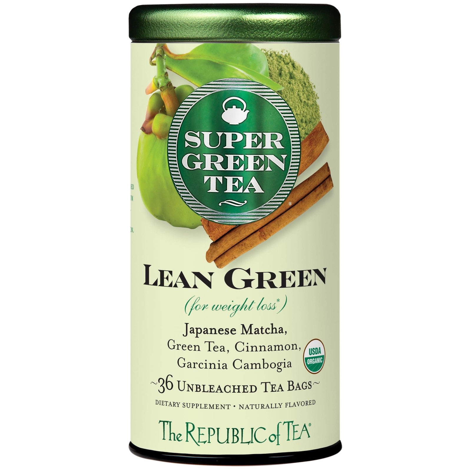 The Republic of Tea Lean Green SuperGreen Tea, Matcha 36 Count (Pack 1)