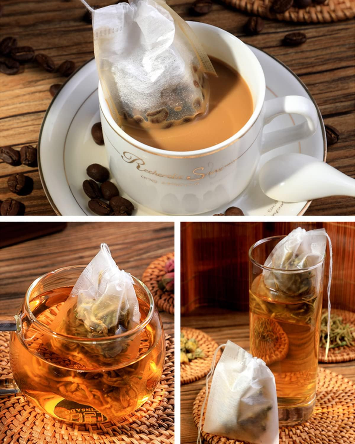 200Pcs Disposable Tea Bags for Loose Leaf Tea, Tea Filter Bags with Free Tea Spo