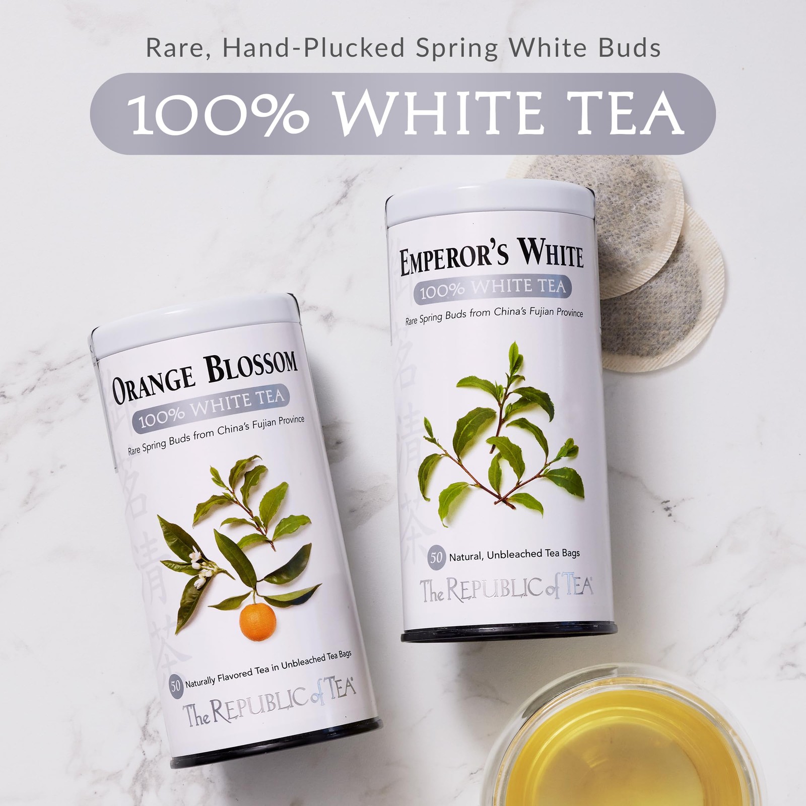 – Honey Mango 100% White Tea Bags, Steeps 50 Low-Caffeinated Cups