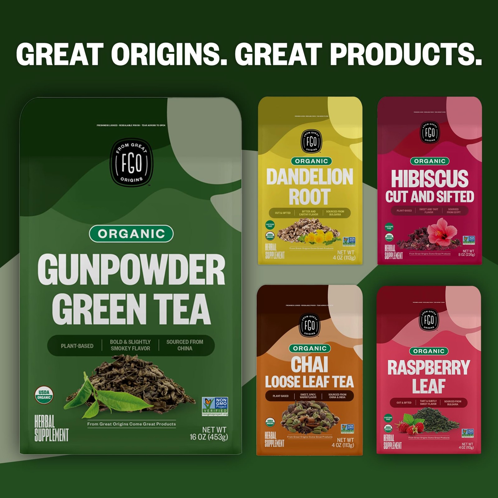 Organic Gunpowder Green Tea, Loose Leaf, 453g Bulk Resealable Bag, Packaging …