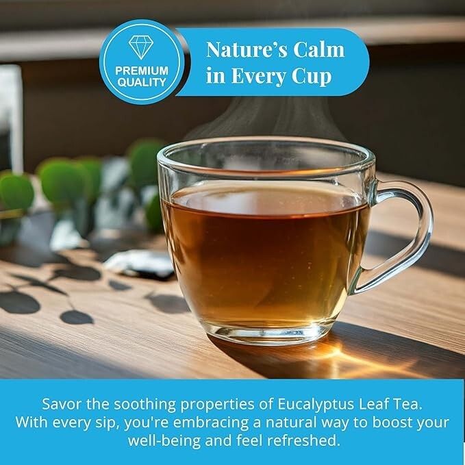 Pure Eucalyptus Tea – 75 Bags, Eucalyptus Leaf Tea, Soothing Tea, Caffeine Free