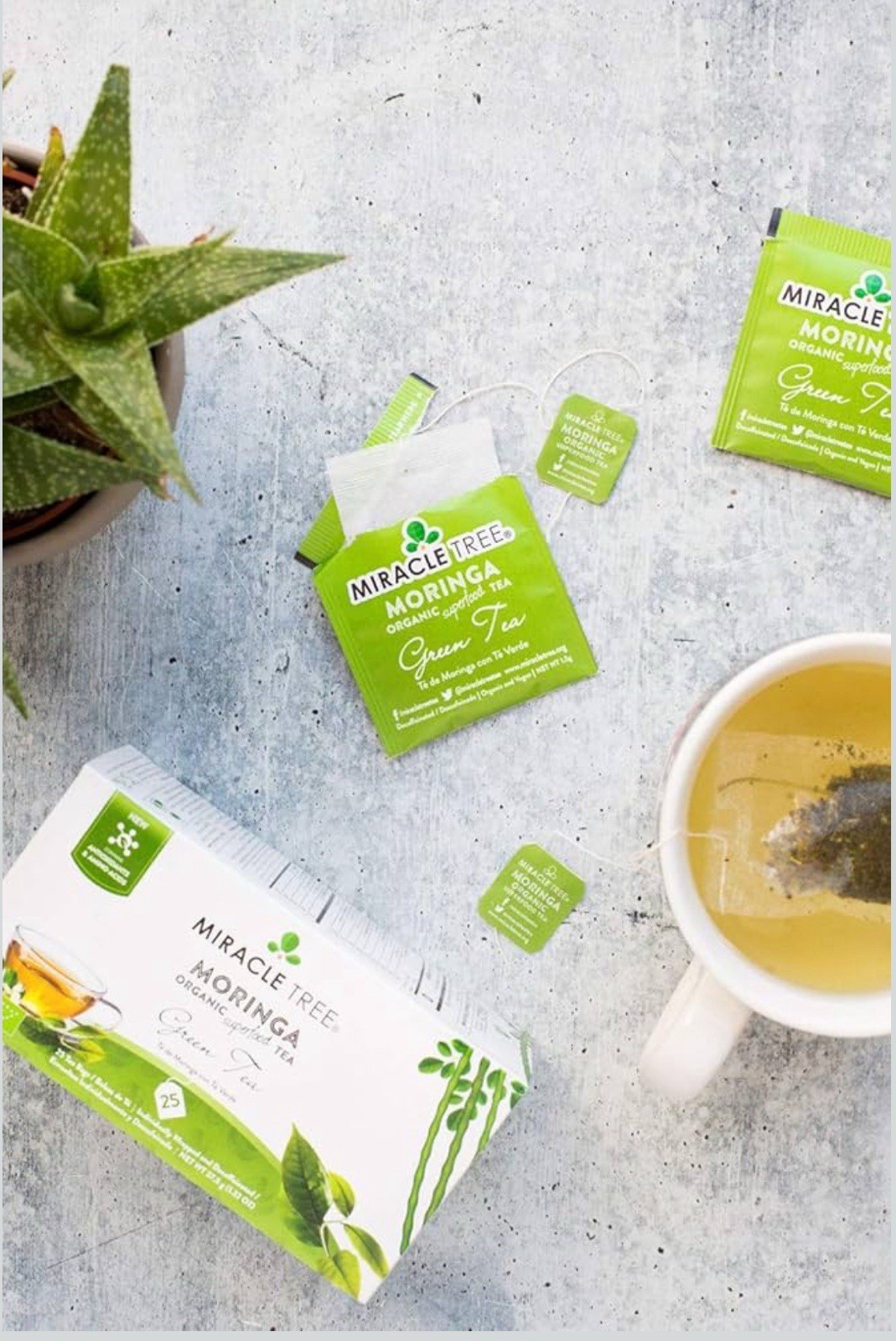 Moringa Tea Organic Miracle Tree Green Tea Total 50 Tea Bags USDA Organic 2 BOX