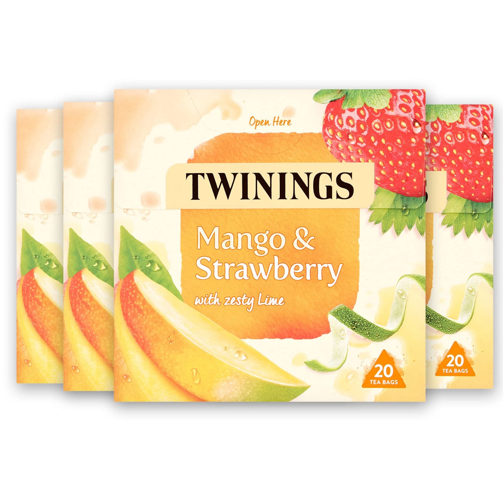 Twinings Mango, Strawberry & Lime Fruit Tea, 80 Tea Bags (Multipack of 4 x