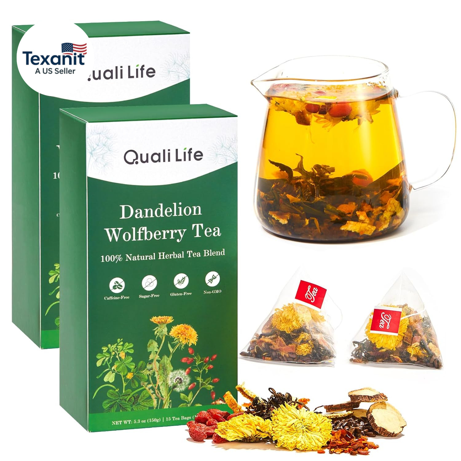 Dandelion Wolfberry Tea – Liver & Kidney Detox Herbal Tea, Summer Cleanse with C