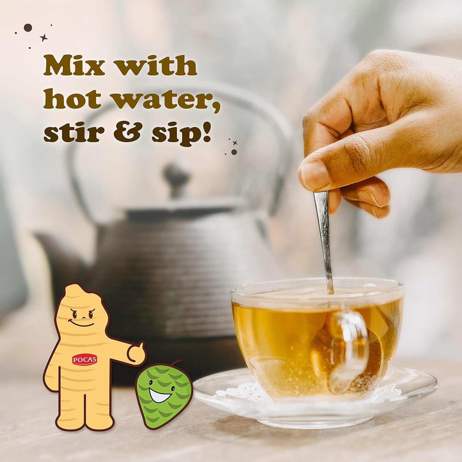 Pocas Honey Ginger Instant Tea Powder, Soursop Flavor, Real Ginger Extract & Hon