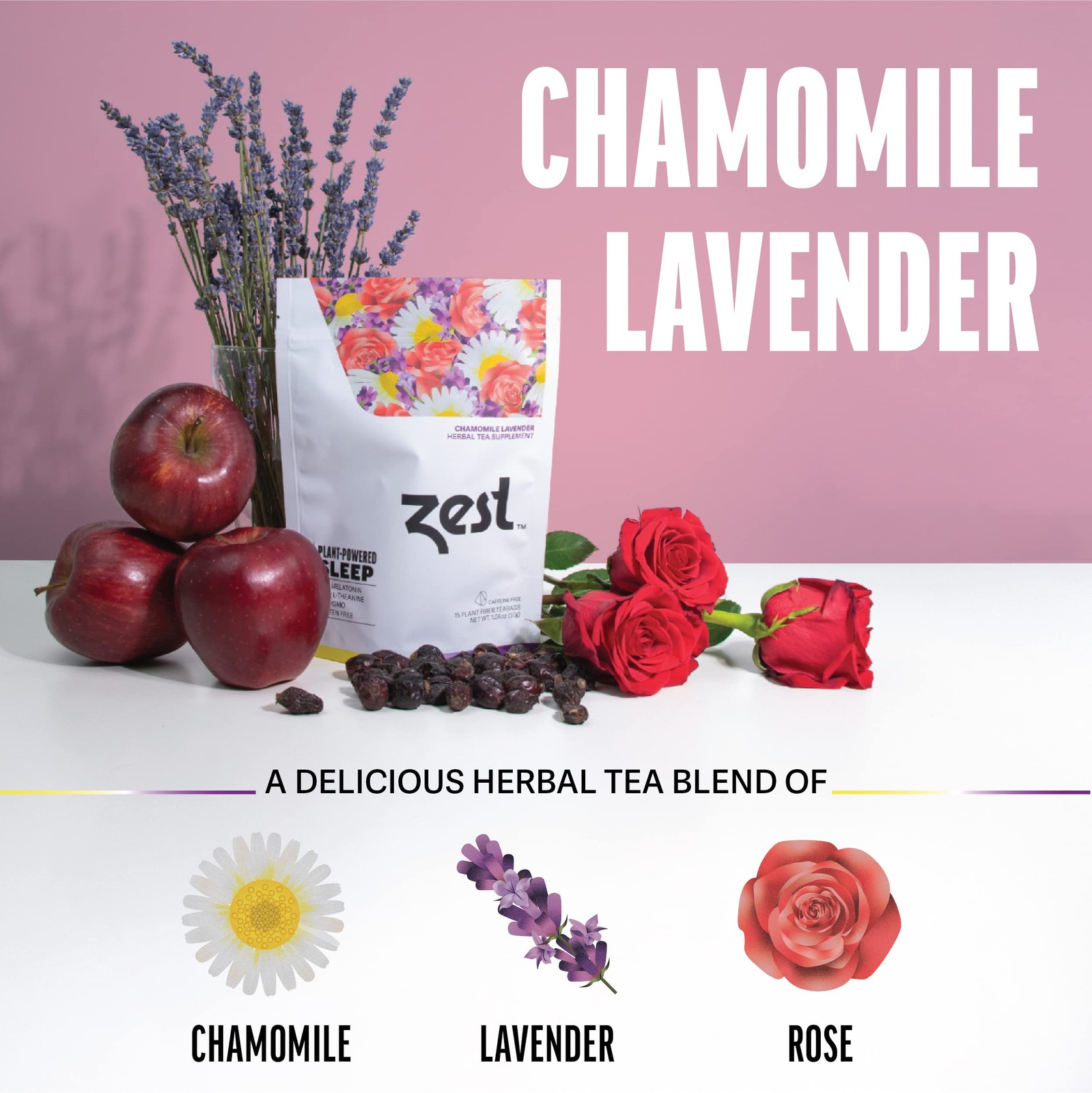 Zest Sleep Tea – 2mg Melatonin Tea for Sleep – Chamomile Lavender Herbal Blen…