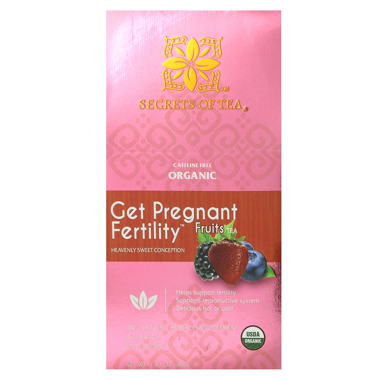 Organic Get Pregnant Fertility Tea, Fruits, Caffeine Free, 20 Tea Bags, 1.41 oz