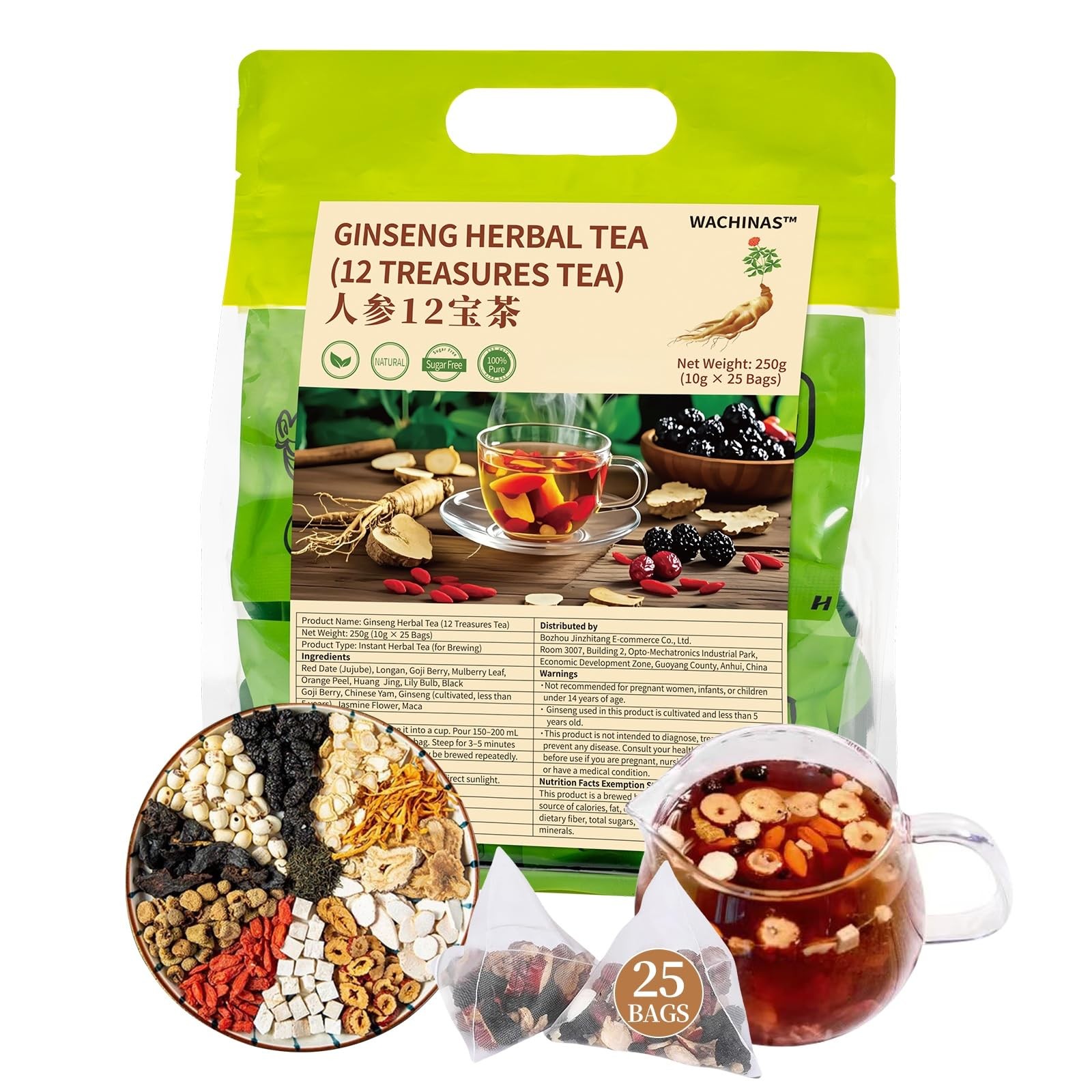 Premium Ginseng Tea – Natural Organic Kidney and Liver Detox Tea – 12 Herbal …