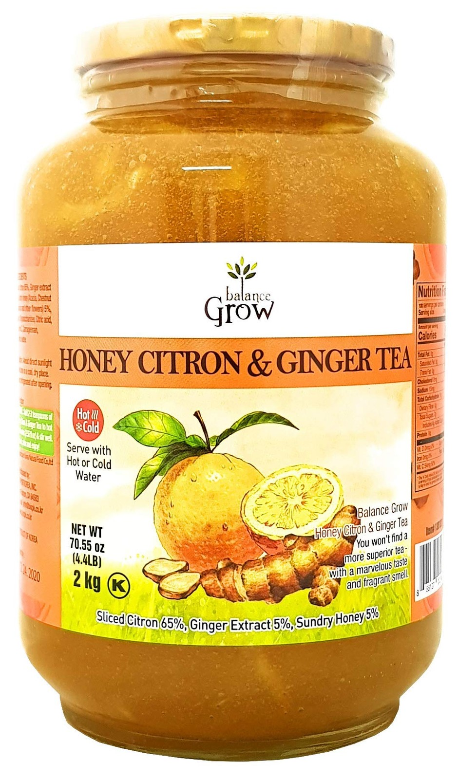 Balance Grow Honey Citron and Ginger Tea 70.55oz 70.55 Ounce (Pack of 1), 1