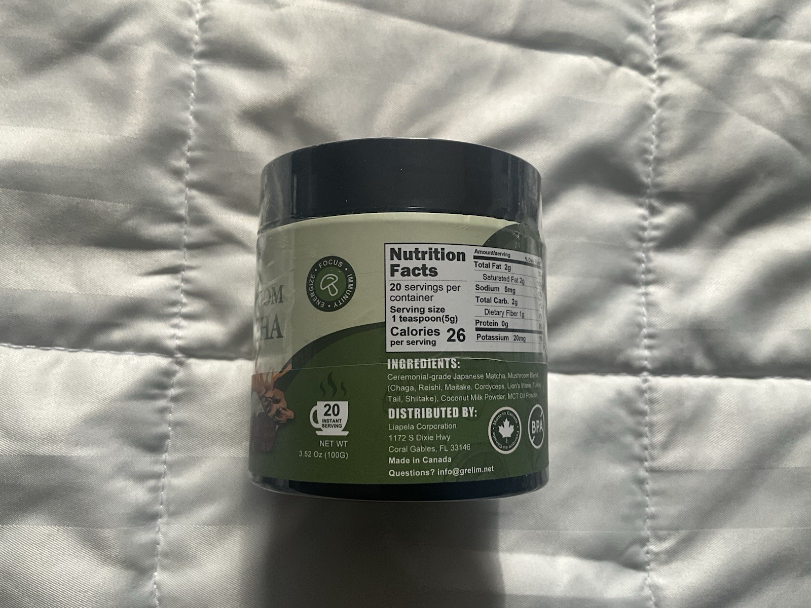 Mushroom Japanese Matcha Blend Green Tea Powder 3.52oz