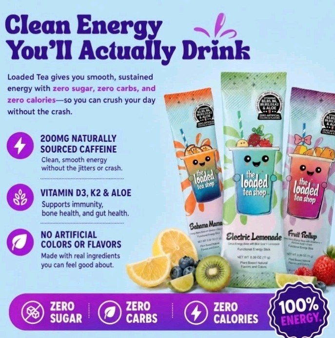 Loaded Tea Shop Energy Drink Mix Sticks,5 Pk Limited Flavor ROCKET POPSugar-Free