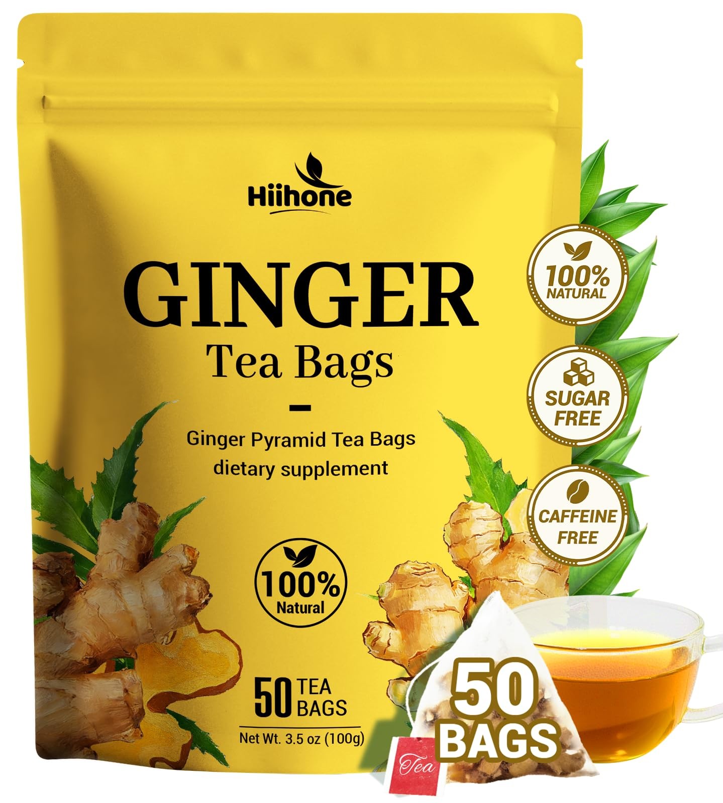 Ginger Root Herbal Tea – Caffeine Free, 50 Tea Bags