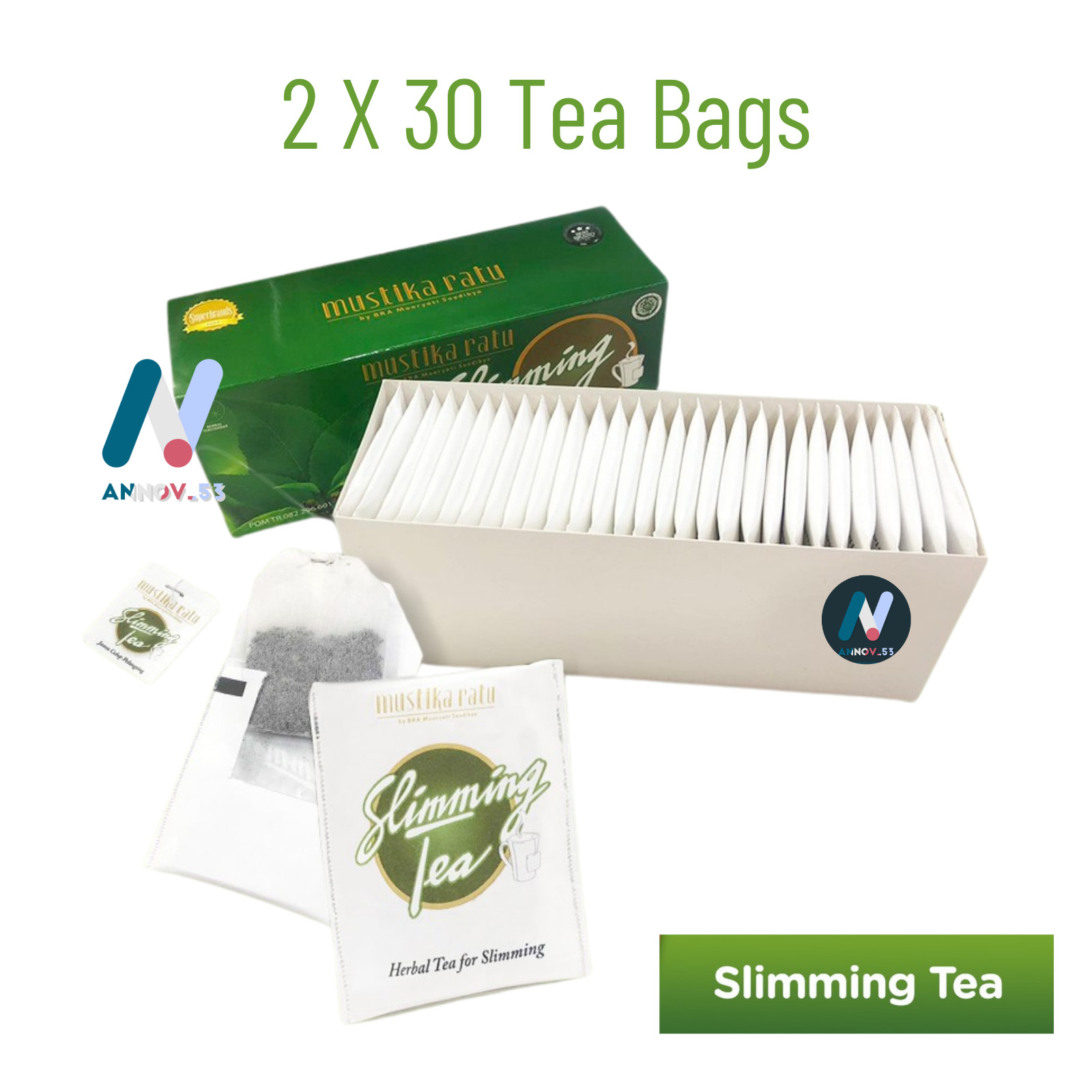 MUSTIKA RATU Slim Herbal Green Tea Antioxidant Weight Loss Diet Fat Burner 2Pax