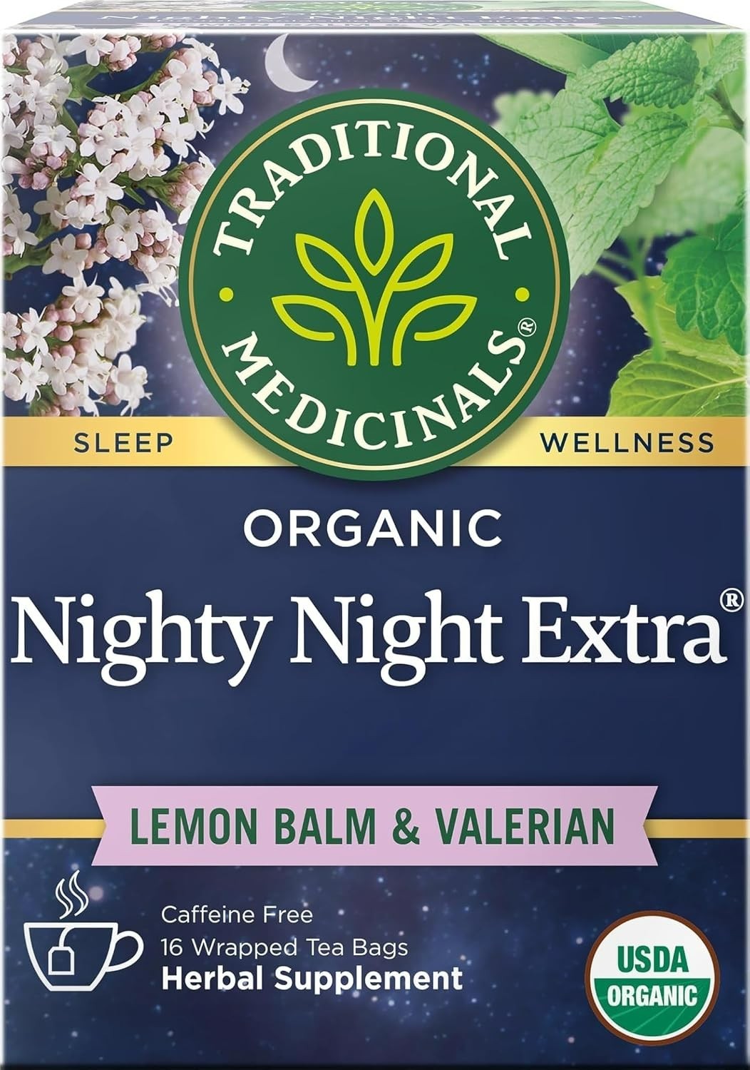 Organic Nighty Night Extra Tea With Valerian Root for Relaxation, 16 Tea Bags…