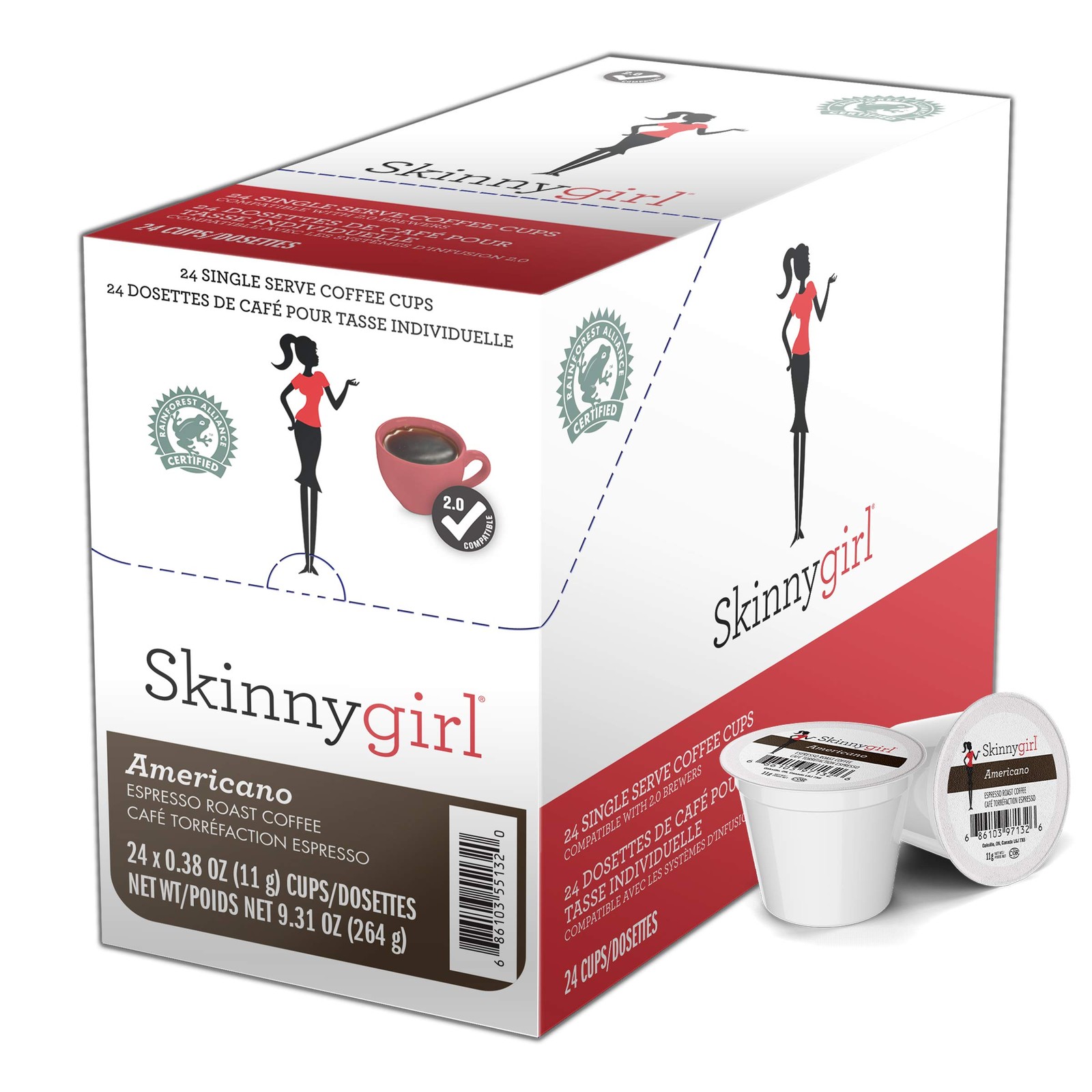 Skinnygirl Coffee Pods, Americano, Espresso Roast Coffee in Single Serve Pods fo