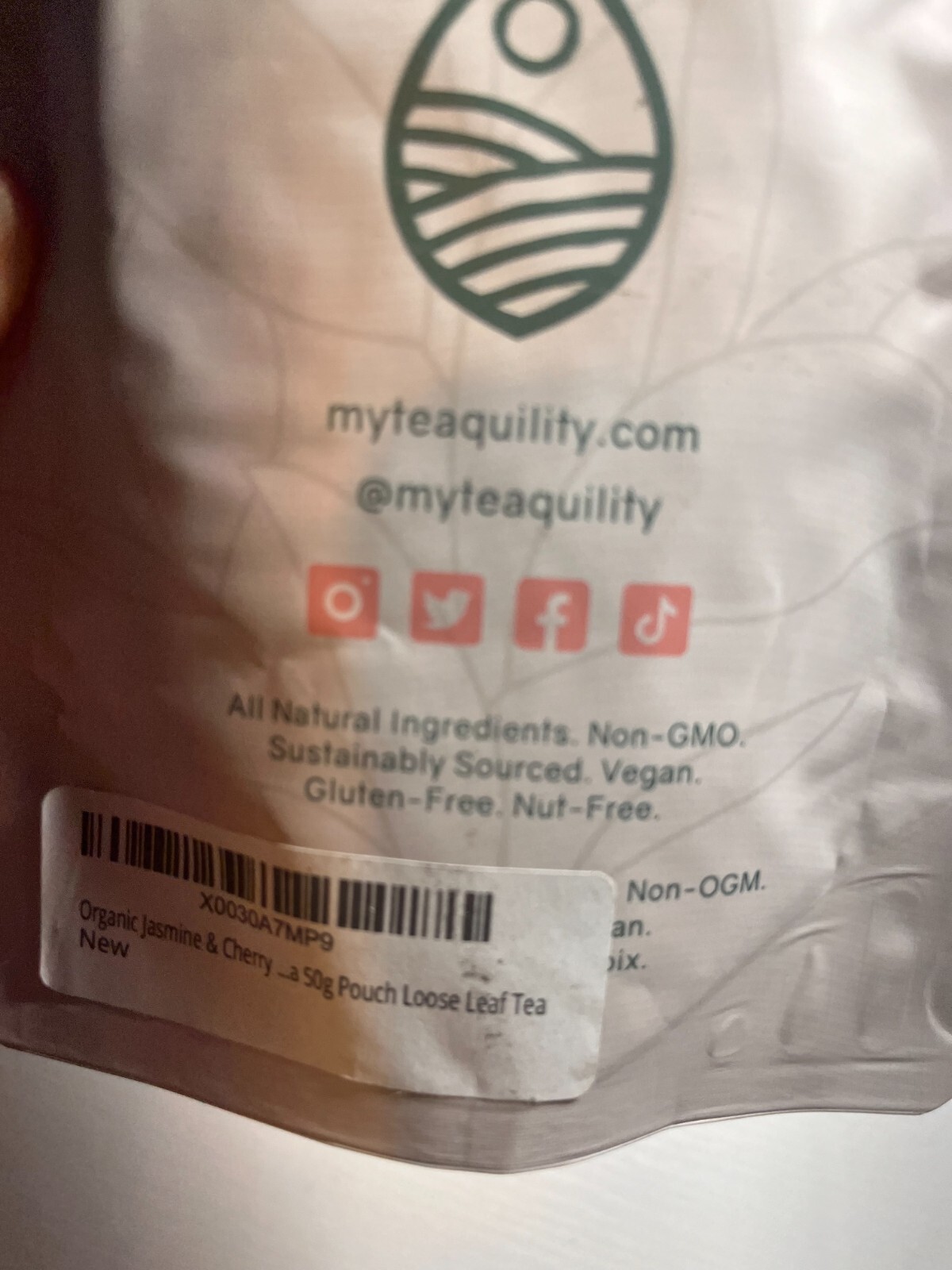 Vitalitea 100% Natural 50g Bag, Organic Jasmine & Cherry Loose Leaf Tea