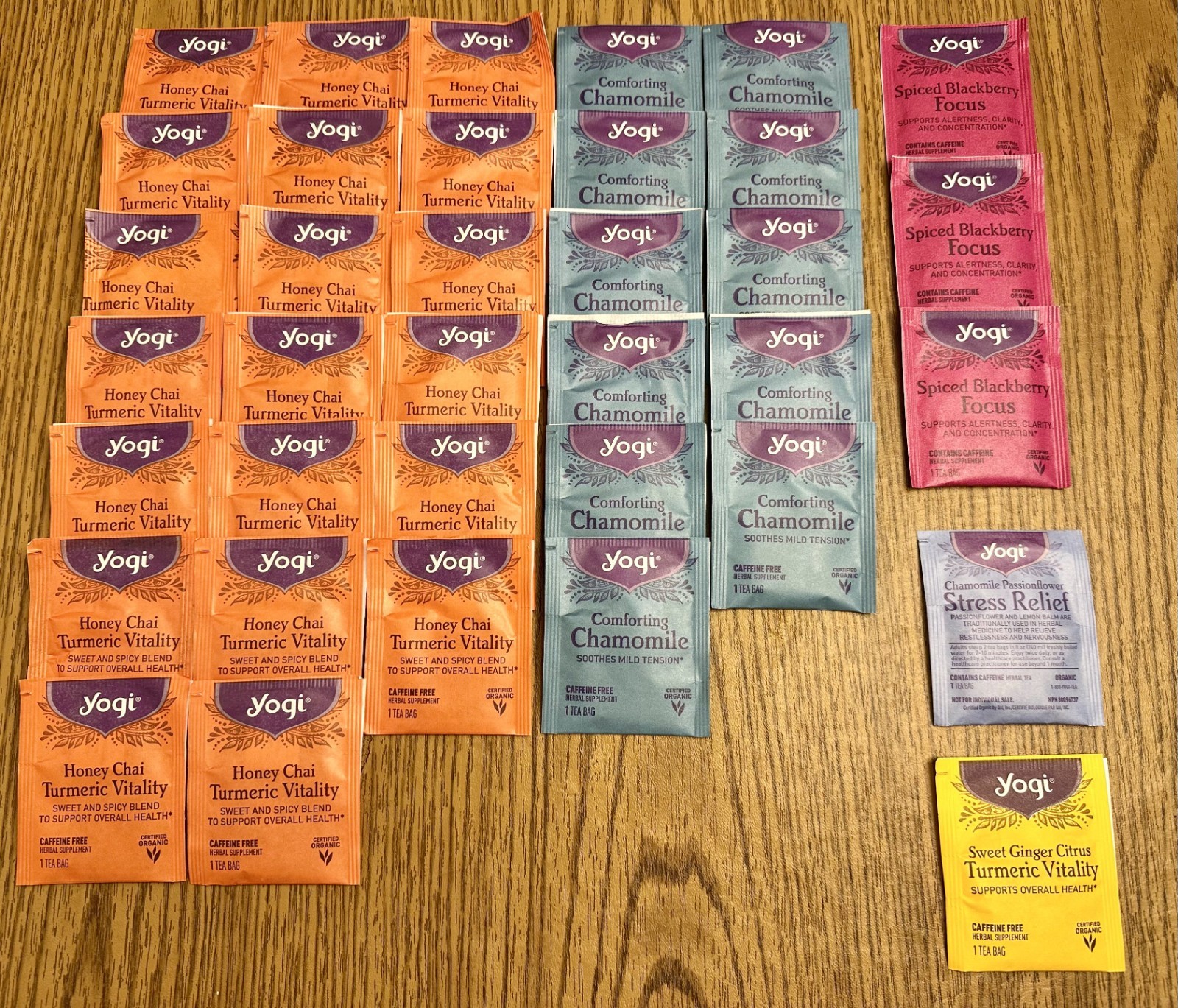 36 Ct Assorted Yogi Teas Chai Turmeric Chamomile Blackberry Passionflower Citrus