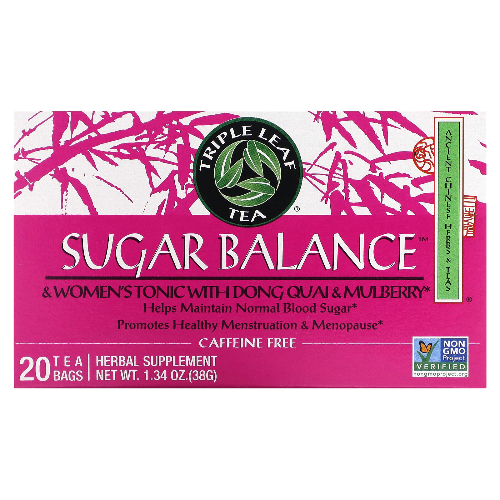 Sugar Balance, & Women’s Tonic with Dong Quai & Mulberry, Caffeine-Free, 20 Tea