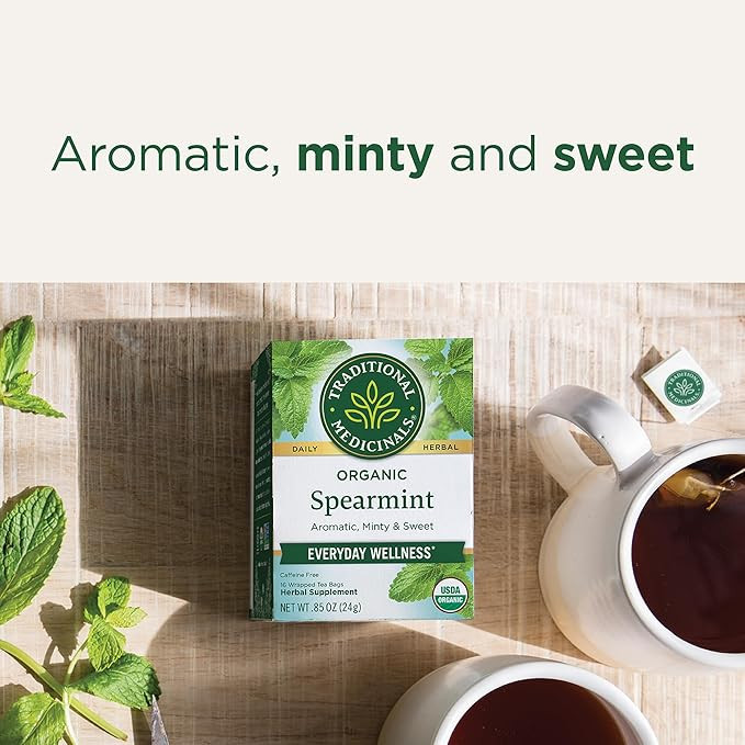 Traditional Medicinals Organic Spearmint Tea, Healthy & Refreshing, 16 Tea Bags